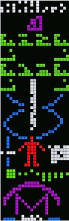 Pixelart-Figur auf schwarzem Hintergrund