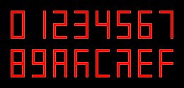 7-Segment-Anzeige der Ziffern 0 bis F