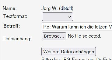 Screenshot eines E-Mail-Formulars