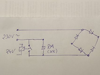 Handgezeichneter Schaltplan mit Gleichrichter und Relais