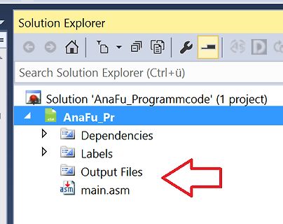 Ausschnitt aus dem Solution Explorer einer Entwicklungsumgebung