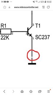 Schaltplan mit Transistor SC237 und Widerstand R1