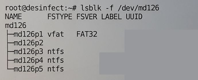 Terminal-Ausgabe des Befehls lsblk