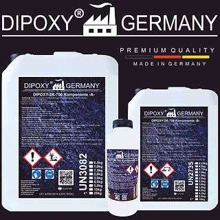 Drei Flaschen Epoxidharz von Dipoxy Germany