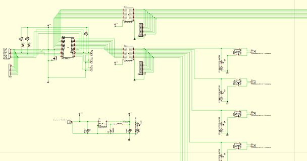 Schaltplan mit ICs, LEDs und Spannungsregler