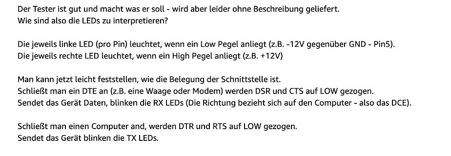 Anleitung zur Interpretation von LED-Statusanzeigen eines Testers