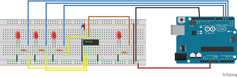 Fritzing-Schaltplan mit Arduino Uno und 74LS15