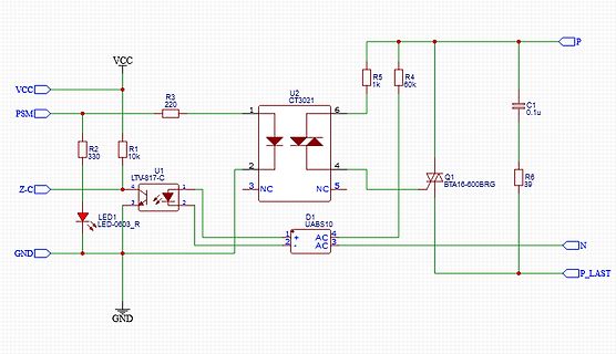 Schaltplan mit Optokoppler und Triac