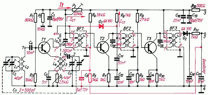 Schaltplan eines Transistor-Radios