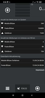 Screenshot einer Blitzer-Warn-App