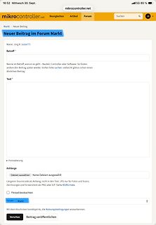 Eingabemaske für einen neuen Forenbeitrag