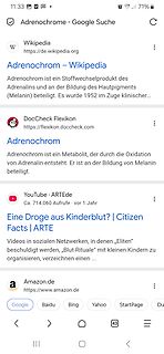 Google-Suchergebnisse zu Adrenochrom