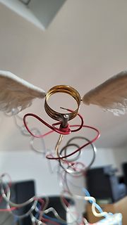 Goldener Ring an Drähten und Flügeln