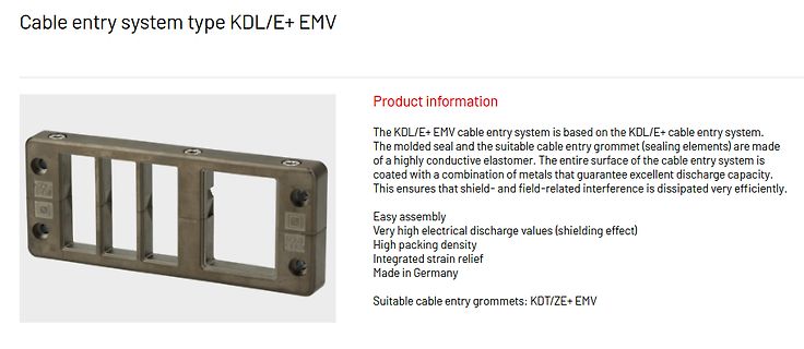 Produktinformation KDL/E+ EMV Kabeldurchführungssystem