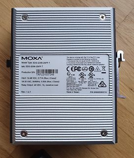 Typenschild eines Moxa EDS-G308-2SFP-T Switches