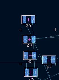 CAD-Ansicht von Leiterplatten-Layout-Elementen