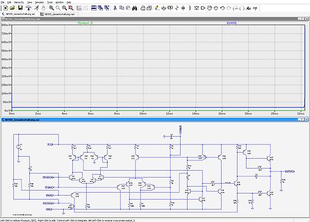 LTspice Simulation Schaltplan und Oszilloskop-Fenster