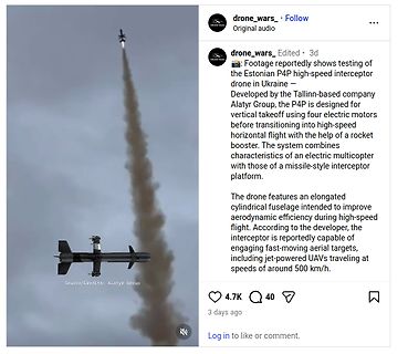 Instagram Post über estnischen P4P Interceptor Drohnen-Test