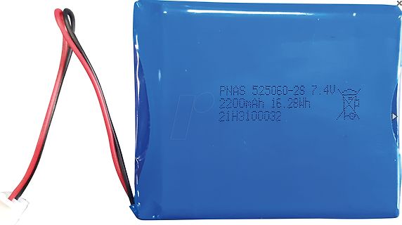 Blauer Lithium-Ionen-Akku mit Kabeln