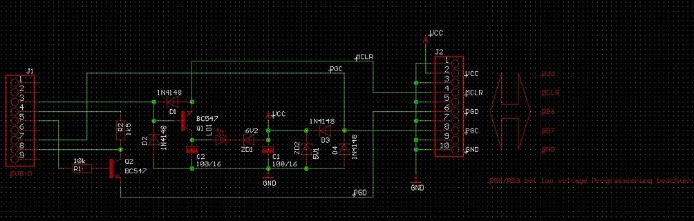 Schaltplan einer Mikrocontroller-Programmierbeschaltung