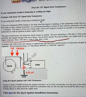 Abfotografierter Text mit Schaltzeichnung für Tachometer-Reparatur