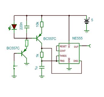 Schaltplan mit NE555 und BC557C Transistoren