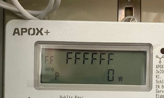 Display eines APOX+ Geräts mit Fehlermeldung