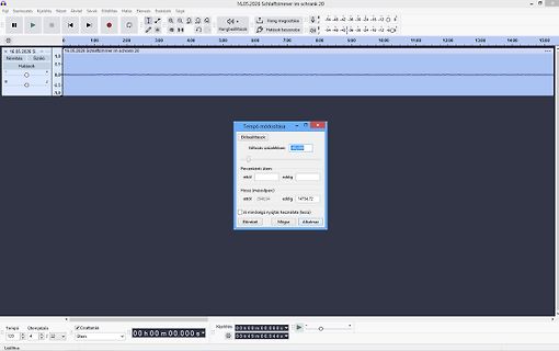 Screenshot einer Audio-Bearbeitungssoftware mit Tempo-Änderungs-Dialog