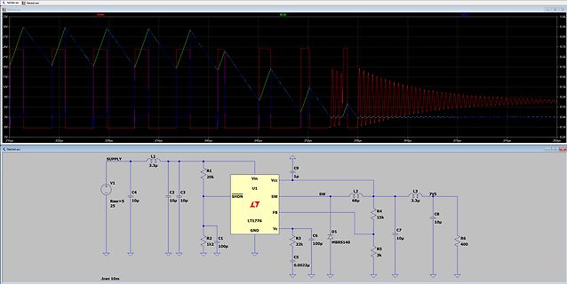 LTspice Simulation Schaltplan und Oszilloskop-Wellenformen