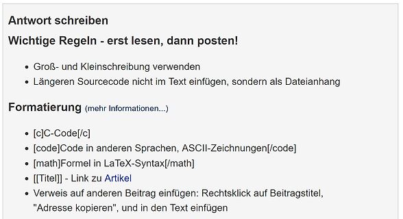 Regeln für Forenbeiträge