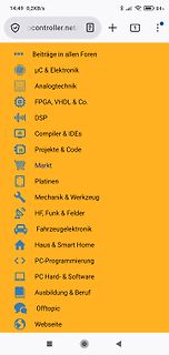 Menüstruktur eines Elektronik-Forums