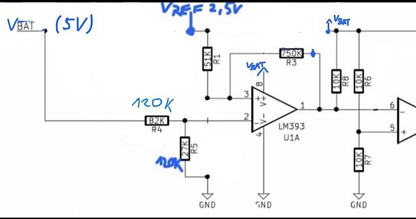 Handgezeichneter Schaltplan mit LM393 Komparator