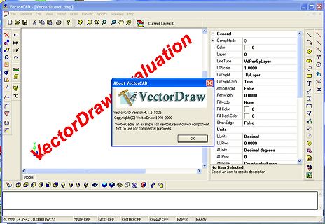 Screenshot der VectorCAD Software mit Dialogfenster