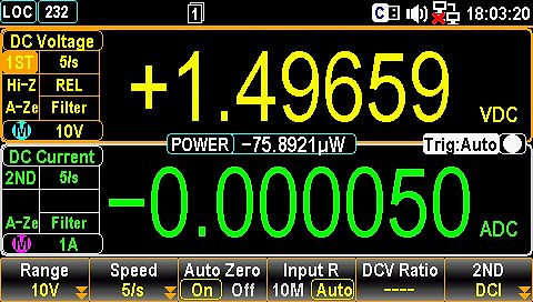 Digitalmultimeter Display mit DC Spannung und Strom