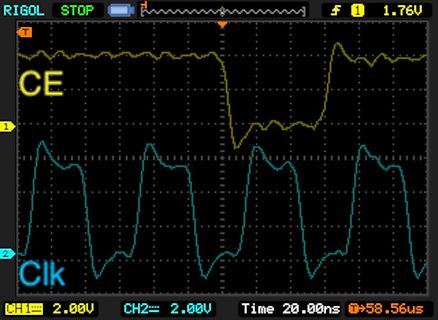 Oszilloskop-Messung von CE und Clk Signalen