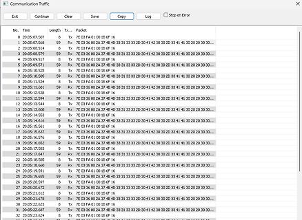 Screenshot einer Kommunikationsprotokoll-Analyse