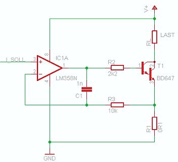 Schaltplan mit Operationsverstärker und Transistor