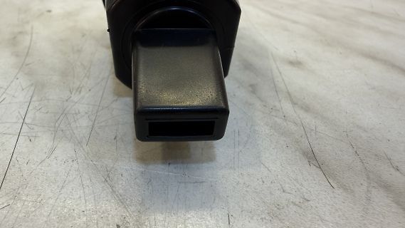 Schwarzer Kunststoffstecker auf hellem Untergrund