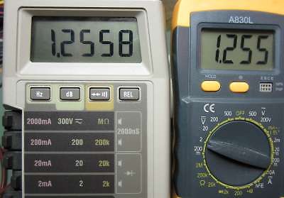 Zwei digitale Multimeter mit Messwerten