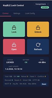 Benutzeroberfläche einer KeyBLE Lock Control App