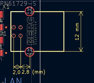 PCB-Layout Ausschnitt mit Bestückungsdruck und Bemaßung