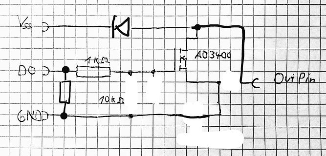 Handgezeichneter Schaltplan mit MOSFET
