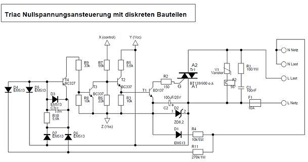 Schaltplan Triac Nullspannungsansteuerung