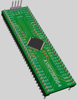 CAD-Modell einer AVR128DB64 Leiterplatte