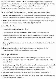 Anleitung zum Testen eines ATX-Netzteils mit einer Büroklammer