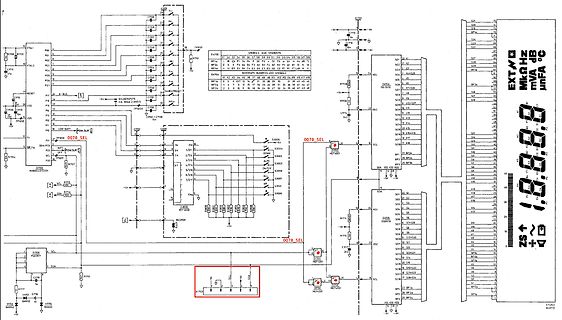 Schaltplan eines elektronischen Geräts mit Display-Ansteuerung