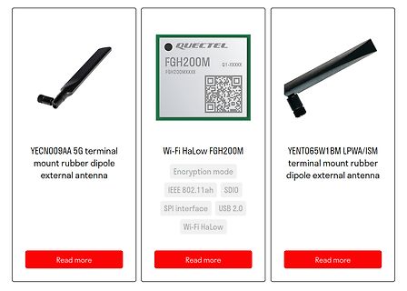 Produktübersicht von Antennen und Wi-Fi Modulen