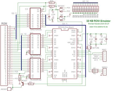 Schaltplan mit RP2040 Pico-Board und 74LVC541DW