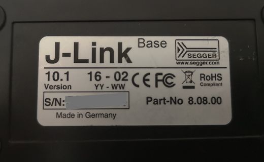 Typenschild eines J-Link Base Segger