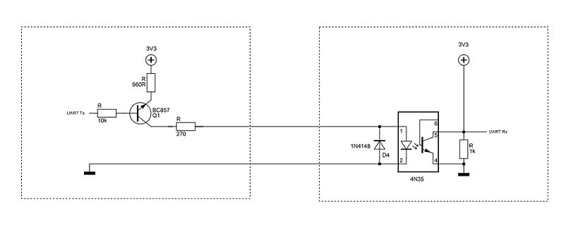 Schaltplan einer UART-Pegelwandlung